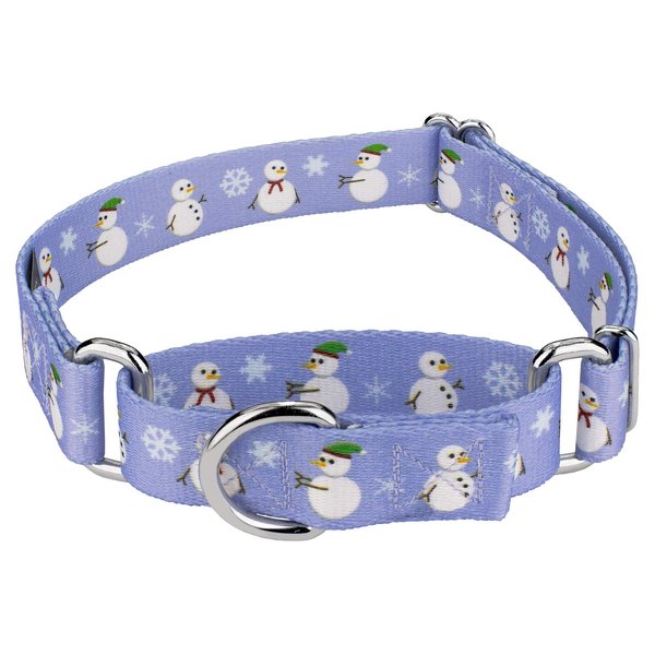 Country Brook Petz - Snowman Martingale Dog Collar - Christmas Collection Featuring Festive Designs (1 Inch, Medium)