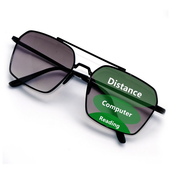 Sehnsucht Square Progressive Reading Sunglasses for Men UV Protection Multifocal Sun Glasses Mens Trifocal Readers with Spring Hinge 5109 Black 2.50