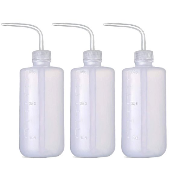 BEADNOVA Irrigation Bottle 500ml 17oz Indoor Plant Watering Can Water Squirt Bottle Plastic Rinse Bottle for Eyelash Extensions Eye Wash Tattoo Lab (3pcs)