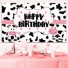 Cow Birthday Party Supplies Funny Cow Party Decorations Backdrop Cow Themed Birthday Banner Happy Birthday Photography Background for Farm Birthday Party Farm Animal Theme Party Favors, 71 x 43 Inch