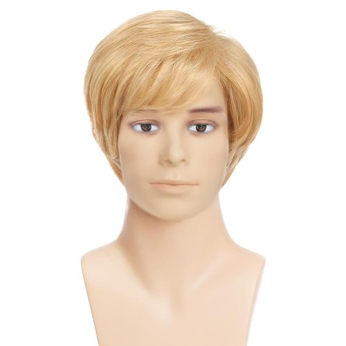 Amnenl Blonde Wig Men Short Natural Layered Synthetic Hair Wigs for Male Guy Daily Halloween Cosplay Costume Wig (Blonde)