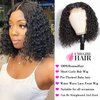 UMEGIRL Curly Bob Wigs Human Hair for Black Women 4x4 Lace Closure Wig Short Bob Wig Human Hair Water Wave Wet and Wavy Wigs Plucked with Baby Hair Natural Color 14inch