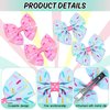Whaline 4Pcs Ice Cream Sprinkles Bow Hair Clips Cake Donut Sprinkles Pink Cyan Ribbon Hair Bow Barrette Summer Dessert Theme Hairgrips for Women Birthday Party Supplies