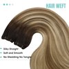 YoungSee Sew in Hair Extensions Real Human Hair Balayage Weft Extensions Human Hair Dark Brown Roots Blending into Medium Brown with Warm Blonde Highlights Sew in Real Hair Extensions 100G 22Inch