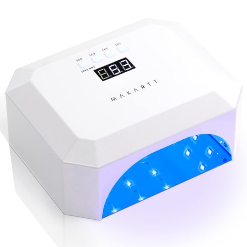 Makartt UV LED Nail Lamp, 36W Rechargeable Cordless Gel Polish UV Nail Light Nail Dryer with 4 Timer Setting, Professional Quick Dry Curing Lamp with LCD Display Auto Sensor for Salon & Home
