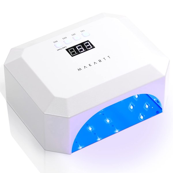 Makartt UV LED Nail Lamp, 36W Rechargeable Cordless Gel Polish UV Nail Light Nail Dryer with 4 Timer Setting, Professional Quick Dry Curing Lamp with LCD Display Auto Sensor for Salon & Home