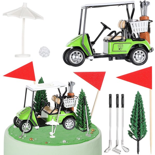 Moxweyeni 21 Pieces Golf Cake Toppers Golf Cake Decorations Golf Birthday Cake Toppers Mini Golf Cart Toy for Sport Themed Birthday Party Supplies