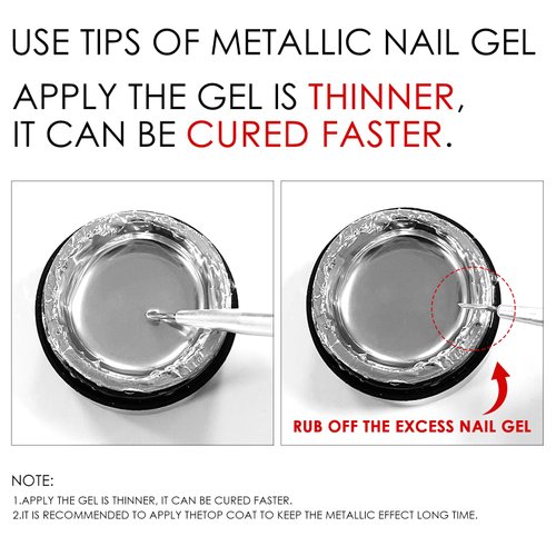 KYDA Silver Chrome Metallic Nail Polish Gel with Brush,Metal Mirror Nails Effect, Reflective Metal Painting Gel, High Glossy Soak off UV/LED DIY Nail Art