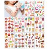TopFunny Glitter Temporary Tattoos for Kids, 141Pcs Girls Lovely Ice Cream Fake Tattoo Birthday Party Supplies Cookie Tattoo (10 Sheets) Cute Waterproof Stickers Decoration Gifts Favors Sparkly Cake