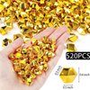 DomeStar 520PCS Fake Gold Ice Rocks, 0.5inch Gold Acrylic Ice Fake Plastic Gold Nuggets for Vases Fillers Table Scatters Decoration