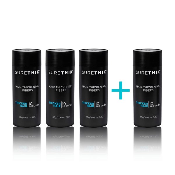 SURETHIK Hair Thickening Fibers (Pack of 4 x 30g Bottle, Medium Brown), For Thicker Looking Hair, Building Hair Fibers to Conceal Thinning Hair for Men & Women