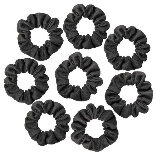 Minihope Faux Suede Scrunchies for Hair, Hair Ouchless Painfree Women's Hair Scrunchie, Elastics, Hair Accessories for Women, Ponytail Holder for Girls, Black, 8 Pack…