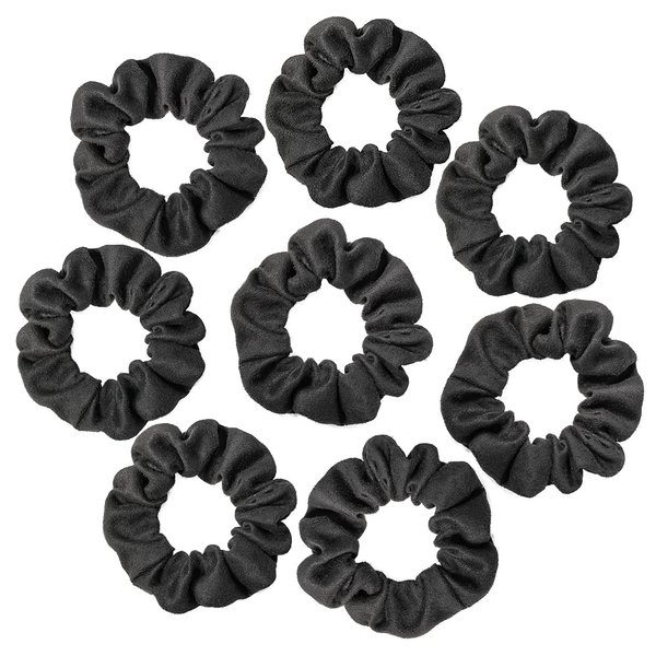Minihope Faux Suede Scrunchies for Hair, Hair Ouchless Painfree Women's Hair Scrunchie, Elastics, Hair Accessories for Women, Ponytail Holder for Girls, Black, 8 Pack…