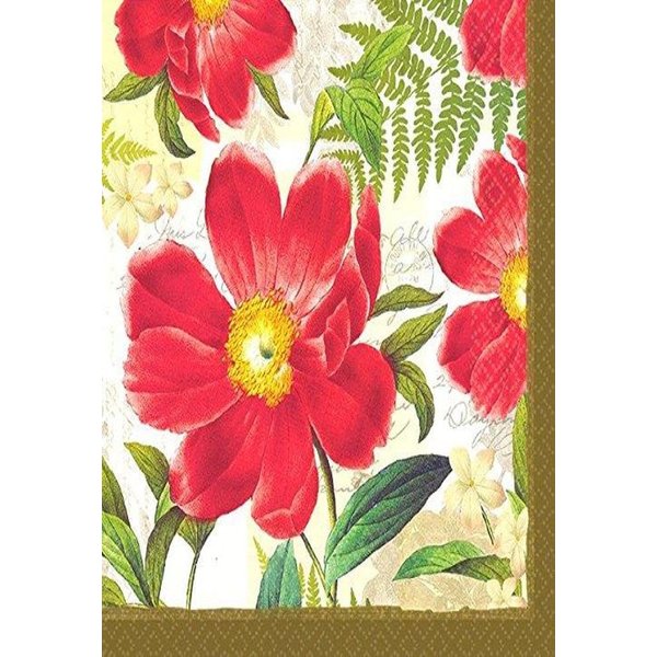 Botanical Peony Beverage Napkin Floral Garden Party Tableware, 5" x 5", Pack of 16