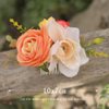 Fangsen Wedding Orange Ivory Rose Flower Hair Comb Boho Wedding Bridal Hair Accessory for Women and Girls Silver
