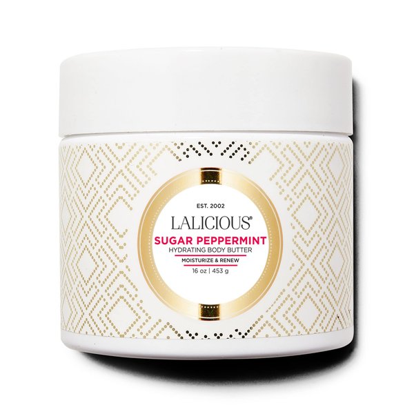 LaLicious Sugar Peppermint Body Butter - Moisturizing & Hydrating Whole-Body Lotion with Peppermint Essential Oil - LaLicious Body and Skincare Products (16oz)