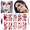 Halloween Zombie Tattoos,Halloween Temporary Tattoos Makeup Kit,10 Sheets 3D Fake Stitches Tattoos Cut Face Wound Chucky Tatoos For Kids Women Men Boys Girls Zombie Makeup Sticker(StyleS)