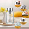 Lallisa 2 Pcs 6 Oz/ 180 ml Clear Pump Dispenser Bottle with Metal Flip Cover Glass Nail Polish Remover Push Down Dispenser Bottle Refillable Push Down Pump Dispenser Press Container for Makeup Remover