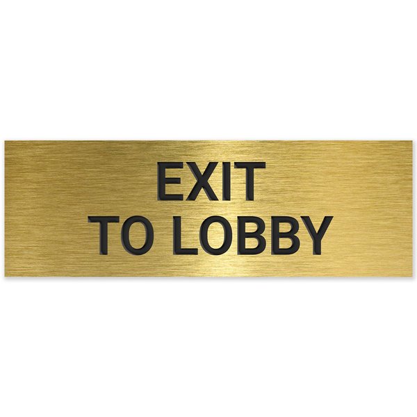 Exit to Lobby Sign, Engraved, 3x9 Inches, Indoor/Outdoor Use, Made in USA