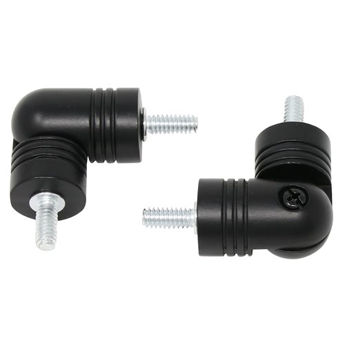 MERIVILLE Hinged Elbow Connector - Designed for Bay Window Curtain Rods or Corner Drapery Rods up to 1-inch Diameter, Black Finish, 2 Pcs