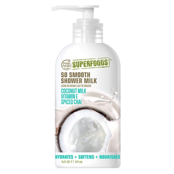 Petal Fresh SuperFoods So Smooth Ultra-Hydrating Shower Milk (Coconut Milk, Vitamin E & Spiced Chai) | SuperFoods Beauty