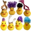 Rubber Duck Bath Toys Cute and Funny Colorful Small Wig Rubber Ducks, Decorate Home Kids Room Bathroom, Holiday Cruise Souvenir, Holiday Birthday Party and Summer Pool Add Mood (Style Random) (4)