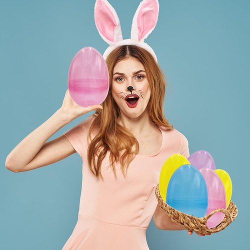 Massive Translucent Fillable Easter Eggs Colorful Bright Plastic Easter Eggs, Perfect For Easter Egg Hunt, Surprise Egg, Easter Hunt, Assorted Colors, 8" Giant Fillable Eggs (24-Pack)