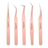 LANKIZ Eyelash Extension Tweezers Set 5 PCS for Eyelash Extensions Stainless Steel Lash Tweezers for Volume Lash Extensions-Rose Gold pinzas para pestaas pelo a pelo