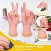 krofaue 2 Pack Practice Nail Tips Art Trainer Training Hand Tool Flexible Bendable Movable Fake Mannequin Right Hands Manicure Tool