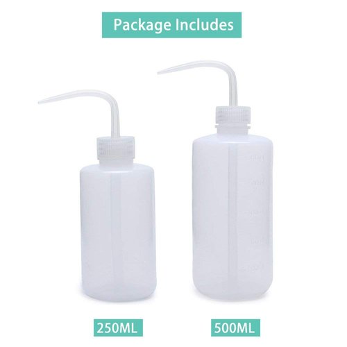 Mkono 2 Pack Watering Can, 250ML and 500ML Succulent Watering Bottle Plant Flower Squeeze Bottle Plastic Bend Mouth Safety Wash Bottle, Small and Medium, White