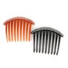 2 Black Brown Big Huge Hair Comb set pack Silver plastic teeth side clip 4 inches wide