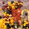 Paready Magical School Balloon Arch, 120 Pcs Wizarding World Balloon Garland, Black Burgundy Red Yellow Metallic Confetti Gold S-shaped Tail Foil Balloon for Kids Birthday Magic Theme Party Decoration