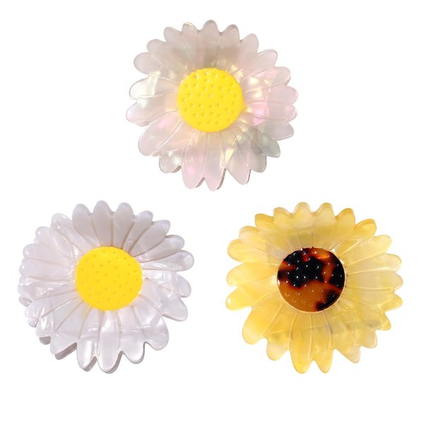 3 Pack Flower Hair Claw Clips for Women Big Cute DaisySunflower Hair Clips 90s Flower Claw Clip Hair Barrettes