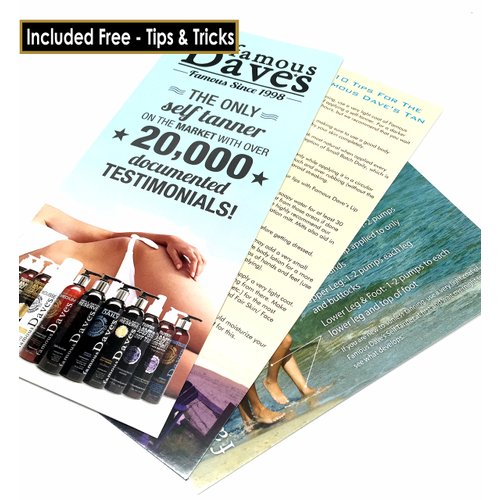 Fair Skin and Face Self Tanner - America's 20,000 Testimonial Famous Dave's Moisture Tan Light 8 Fl Oz. Professional Tanning Lotion for Body and Face - Waterproof