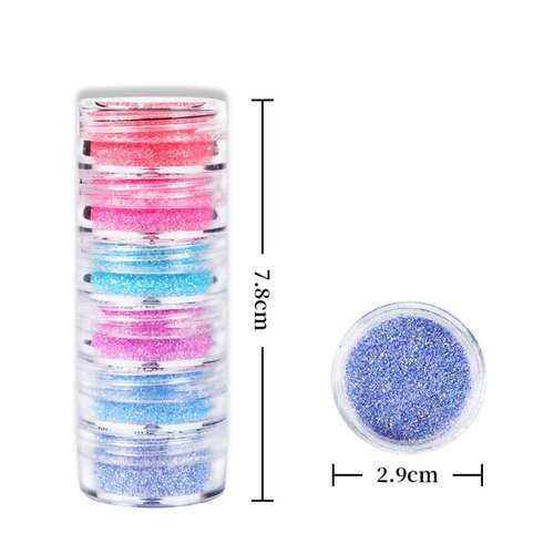 Sugar Sand Neon Nail Art Glitter Powder Shiny Effect Candy Glitter Flakes Pigment Dust Gel Polish Manicure Accessories for Christmas Valentine's Day DIY Crafts Supplies