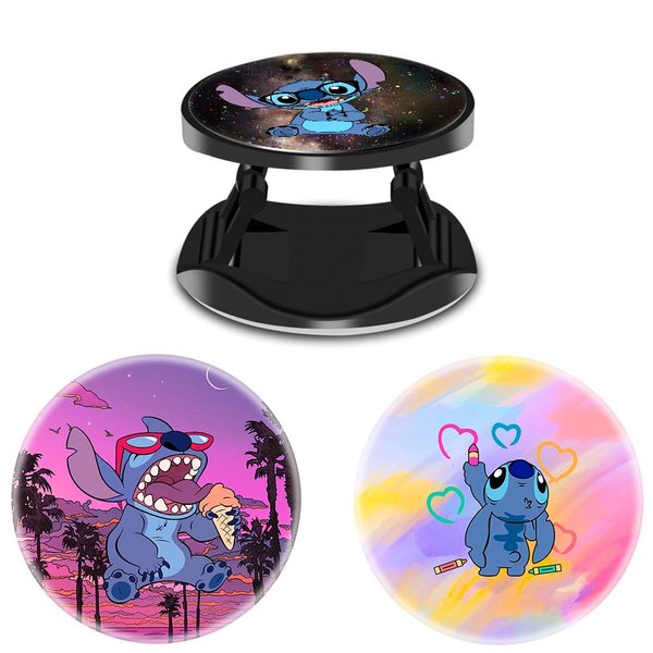 Lucen Blais 3 Pack/Multifunction Cell Phone Grip Holder and Stand Purple Galaxy Cartoon Foldable Smartphones Kickstand for Phone