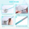 2pcs Nail Art Clean Up Brushes, Painting Brushes for Nails with Round & Angled Head Pen Painting Tools for Nail Art Design & Polish Mistake Cleaning (Marine Blue)
