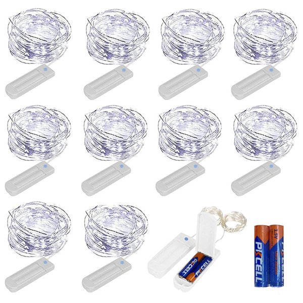 ZNYCYE 10 Pack Fairy Lights Battery Operated，10ft 30 LED String Lights 8 Modes with Timer Waterproof Fairy Lights for DIY Wedding Party Bedroom Mason Jars Christmas Decorations (Cool White)