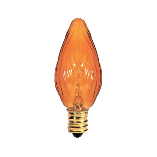 Bulbrite 15F10A-8PK 15W Fiesta Style Candelabra Base, Amber Chandelier Bulb, 8-Pack