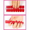 Kalolary 20PCS Semi Cured Gel Nail Polish Strips, Red Adhesive Full Wrap Gel Nail Art Sticker, Waterproof Gel Nail Wrap Stickers with Nail File and Stick（UV/LED Lamp Required）