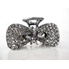 Generic Medium blue or smoke gray crystal bow metal hair claw clip bridal clip (Primary color: Blue)