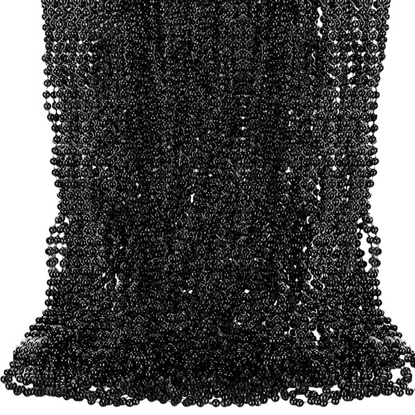 Tigeen Mardi Gras Beads Necklaces Bulk 30'' Metallic Beaded Necklaces for Carnival Party Parade Throw School Spirit Wear(Black, 100 Pcs)
