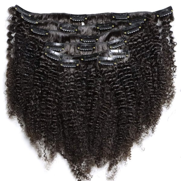 IXTUYLL Human Hair Clip In Hair Extensions Black Women, 120 Grams 4B 4C Afro Kinky Curly Natural Hair Clip Ins for Black Women Real Human Hair (20inches, Natural Black)
