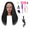 Armmu Mannequin Head with 100% Real Hair, 18" Hairdresser Cosmetology Mannequin Manikin Training Practice Doll Head with Free Clamp and 9 Tools for Hairstyling - Black