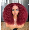 ANNISOUL Red Curly Lace front Wigs for Black Women,Lace front Wig Synthetic Hair Pre Plucked Deep Curly Wave 13x4x1 HD Short Glueless Curly Afro Wig 17Inch