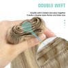 YoungSee 100G Weft Hair Extensions Human Hair Highlight Sew in Hair Extensions Straight Weft Extensions Human Hair Golden Blonde Highlighted Dark Ash Blonde Hair Extensions Sew in 14Inch