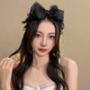 Aswewamt 3 Pcs Black Lace Bowknot Headband Vintage Knotted Hair Hoop French Fancy Bow Cosplay Lace Headband Costume Accessories for Women Girls