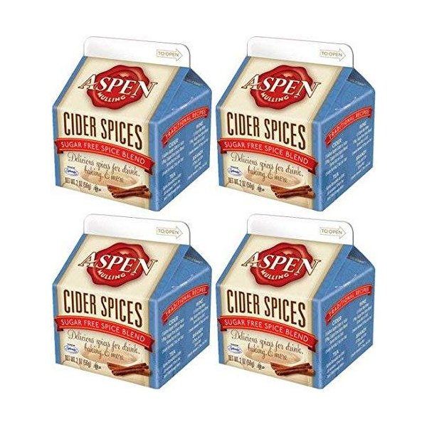 Aspen Mulling Cider Spice 4 Pack Qty of 4, 2 Ounce Cartons (Sugar-Free Spice Blend)