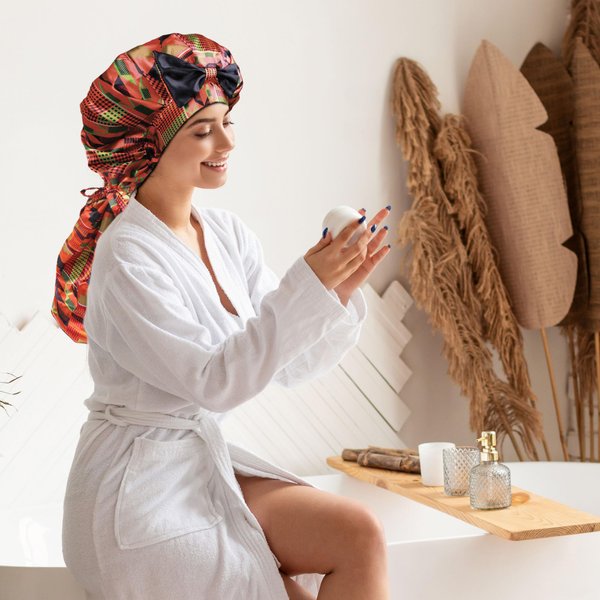 Donna Braid Bonnet 1pc Satin Bonnet Hair Bonnet Removable & Reversible Bow Tie for Women with Long Braids, Big bonnet, Dreadlock, Long Twist, Long Ponytails with Assort Shower Cap Pattern Victorian