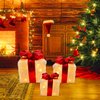 Christmas Lighted Gift Boxes, Set of 3 Lighted Present Boxes with 60 LEDs for Christmas Decorations,Festive Holiday Decorations for Indoor and Outdoor Use (Gold)